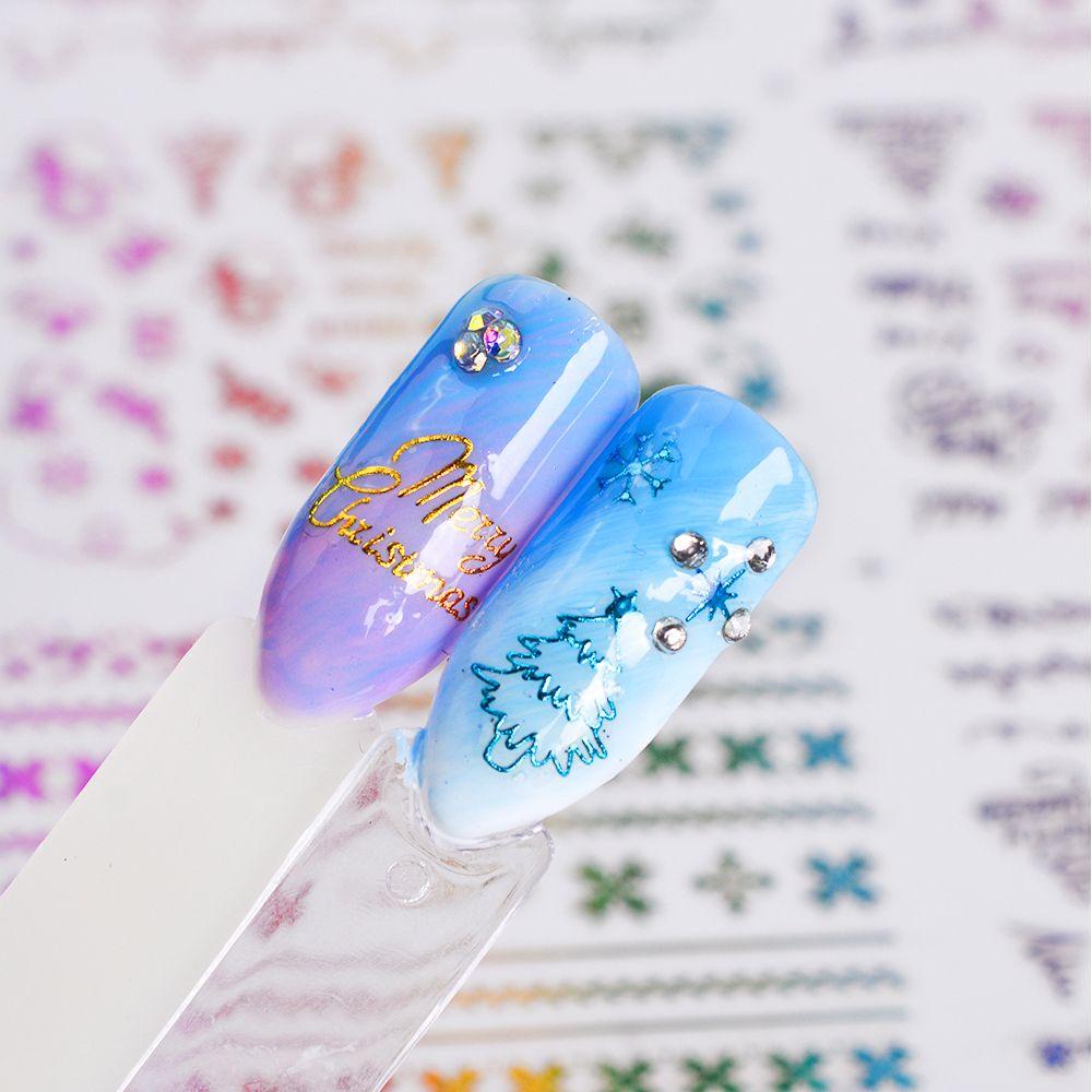 Tấm 12 Kiểu Dán Trang Trí Móng Tay Họa Tiết Hoạt Hình Chủ Đề Giáng Sinh