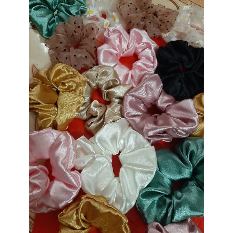 Scrunchies dây cột tóc vòng tay chất phi bóng