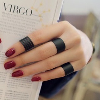 Set 3 chiếc nhẫn thời trang màu đen