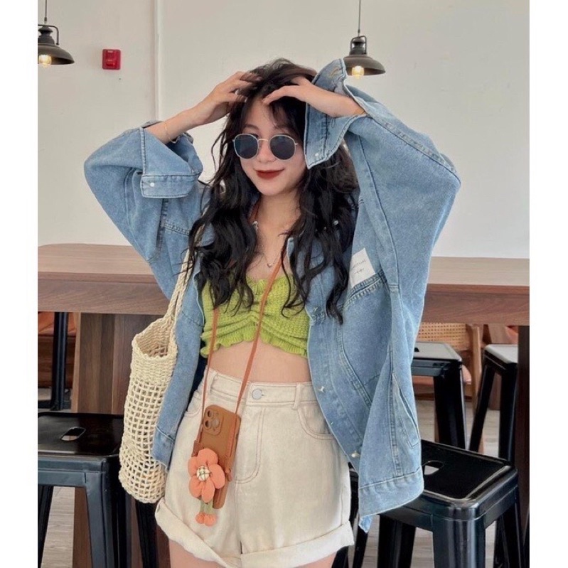 Áo khoác jean tag trắng from rộng oversize , áo khoác demin , áo bò sukii.house