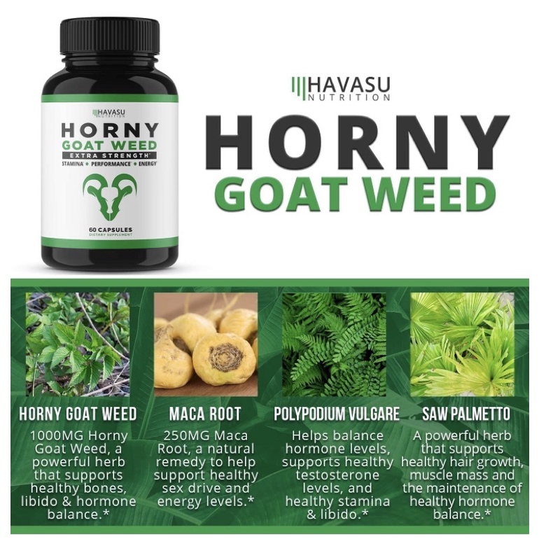 Viên uống tăng cường sinh lý nam nữ Havasu Horny Goat Weed Supplement 60 viên USA