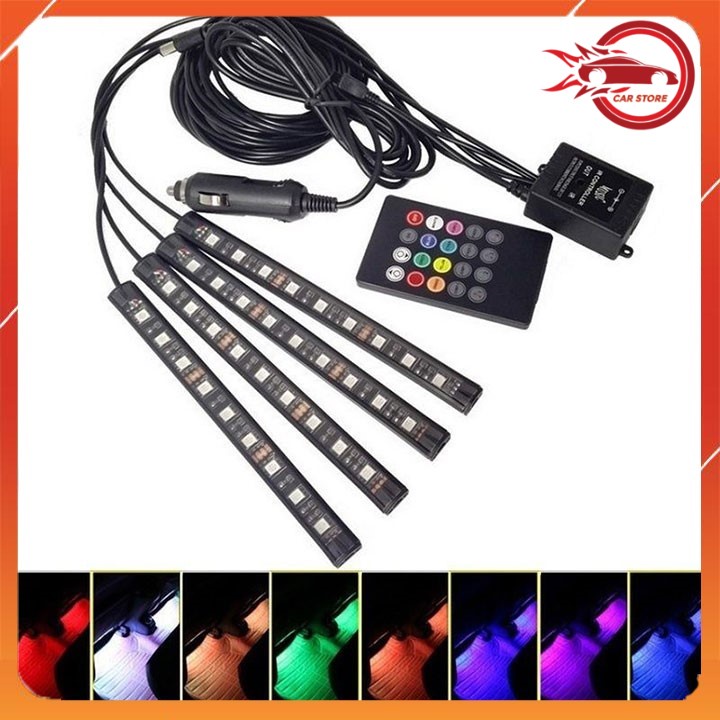 ⚡️FREESHIP⚡️Đèn Led Gầm Ghế Ô Tô xe hơi loại 12 Led có điều khiển từ xa,cảm ứng âm thanh nháy theo nhạc