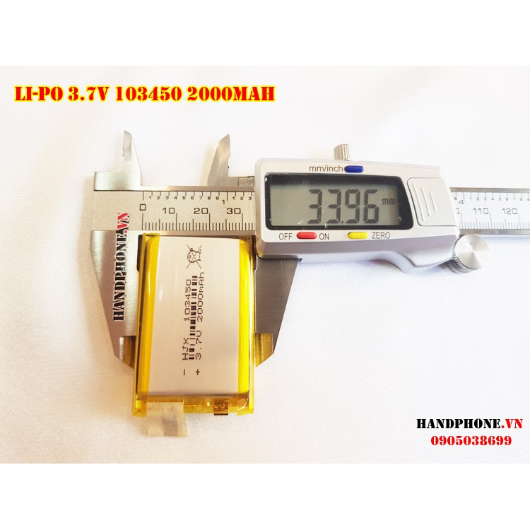 Pin Li-Po 3.7V 103450 103550 2000mAh (Lithium Polyme) cho điện thoại, Bộ đàm, Định vị GPS, Camera hành trình,cân điện tử