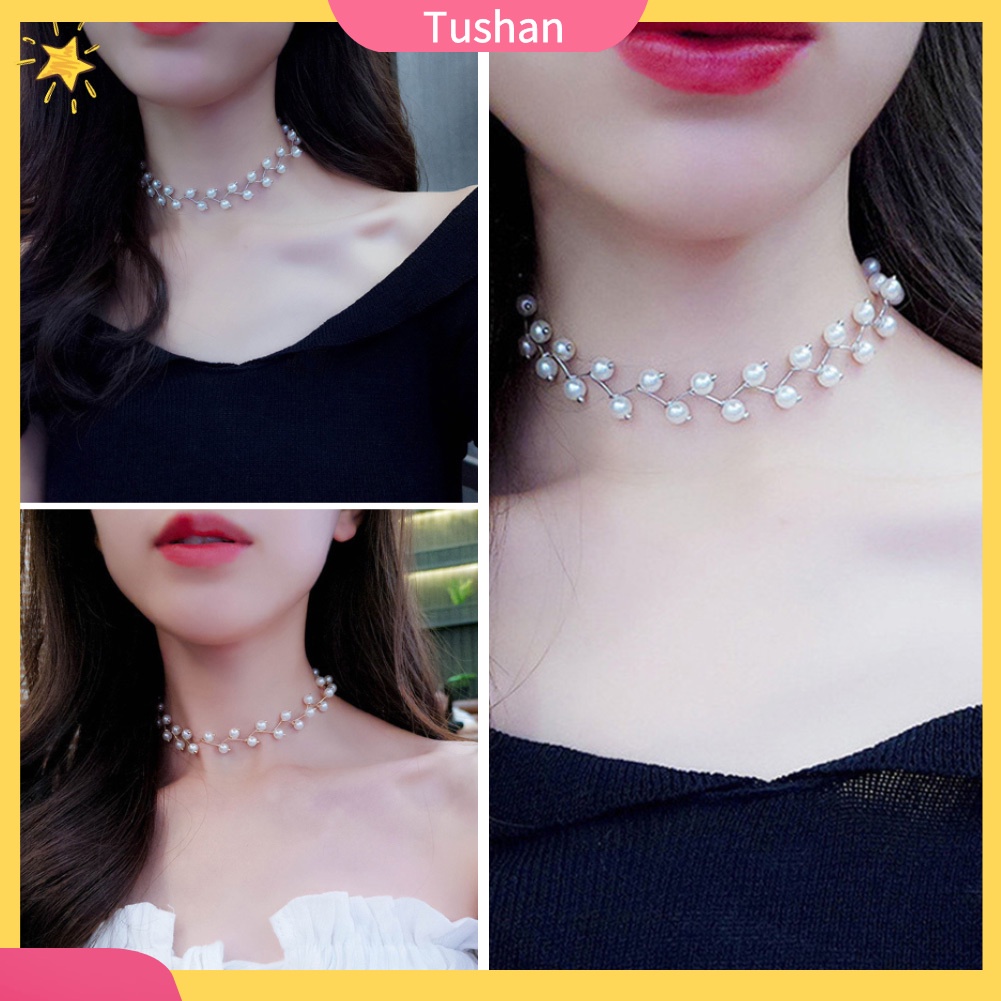 Vòng Cổ Choker Đính Ngọc Trai Nhân Tạo Thời Trang