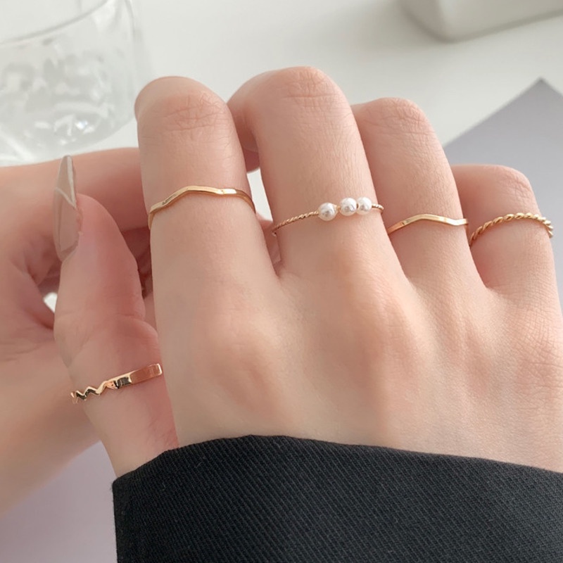 Bộ Nhẫn Đính Ngọc Trai Thiết Kế Xinh Xắn Thời Trang