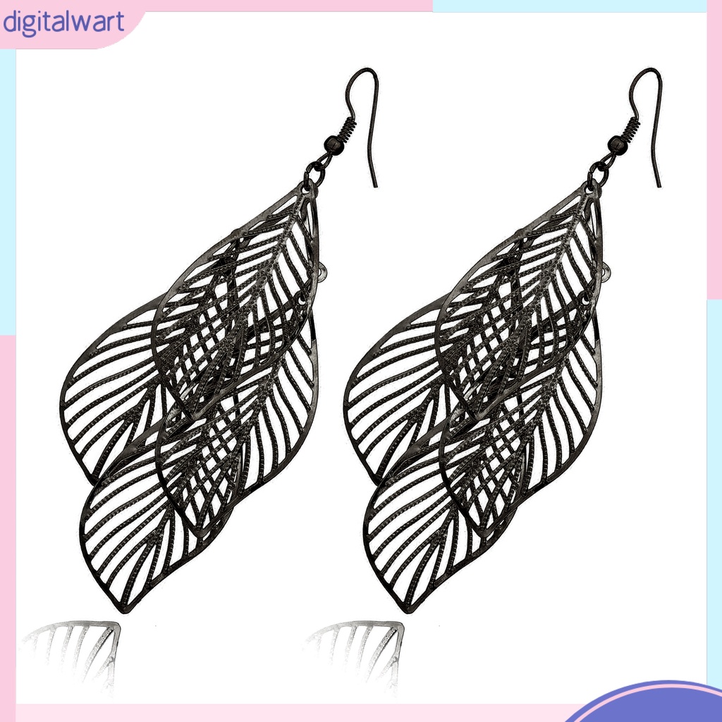 Khuyên tai hình 4 chiếc lá xếp chồng độc đáo cho nữ