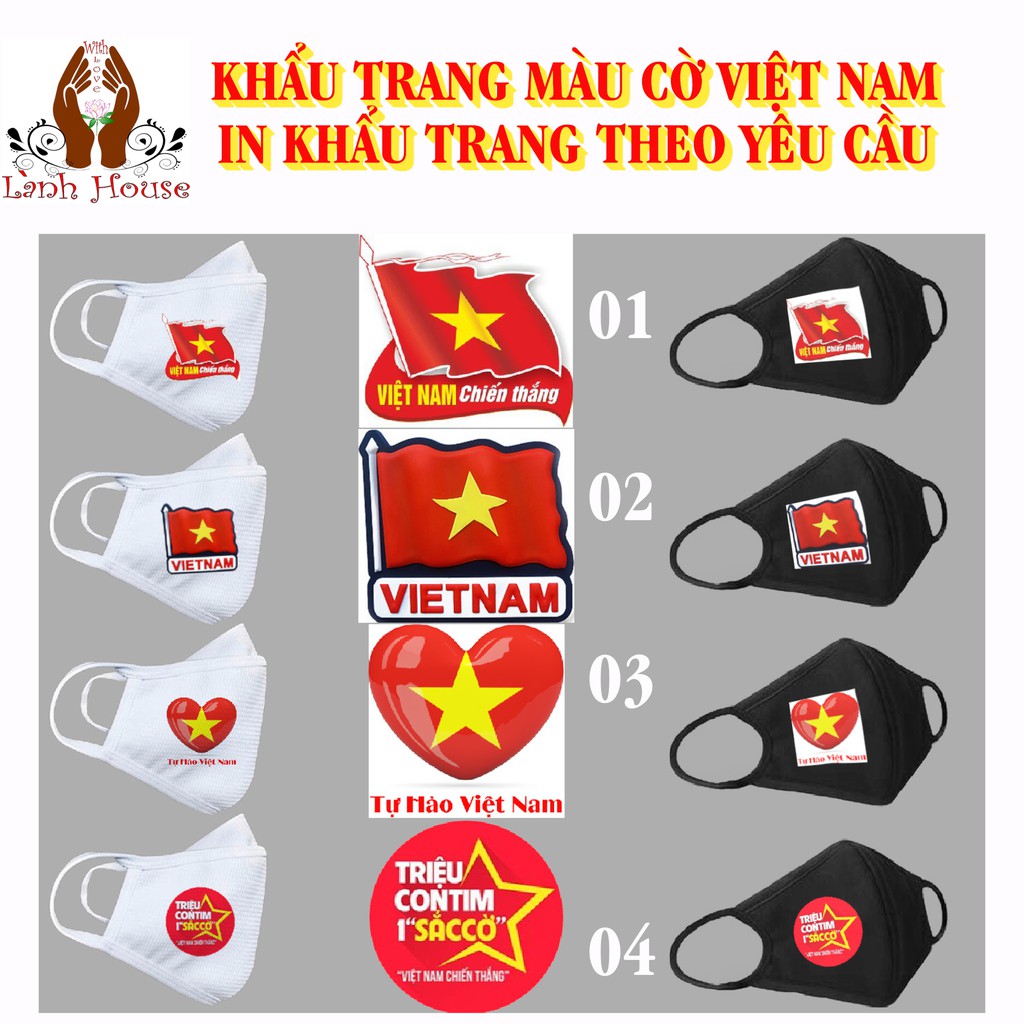 Khẩu Trang Vải IN cờ đỏ sao vàng (Màu cờ Việt Nam)