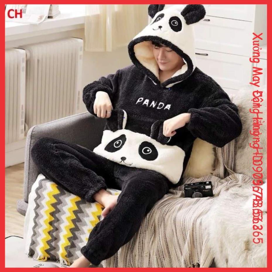 &lt;3 Set bộ lông gấu Panda chất lông mềm mịn, bộ lông mặc nhà freesize form rộng thoải mái mặc nhà/đi ngủ mùa đông ấm áp&lt;3