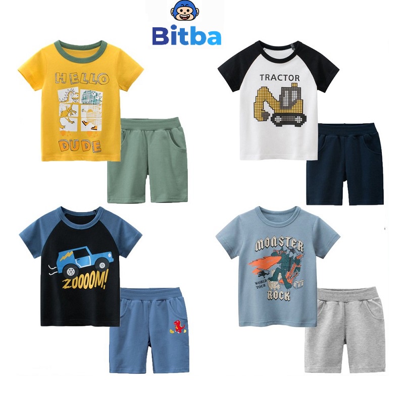 Bộ đồ quần áo bé trai mùa hè cộc tay size đại xuất dư hàn quốc cho bé từ 2 đến 8 tuổi BITBA