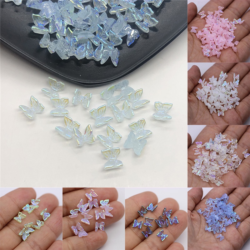 Túi 50 Hạt Nhựa AB 6mm Hình Bướm Nhiều Màu Sắc Dùng Làm Trang Sức / Trang Sức / Móng Nghệ Thuật DIY