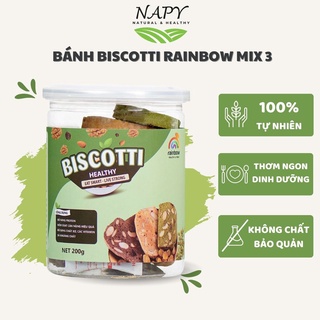 Bánh Biscotti RAINBOW mix 3 vị - Chuẩn Vị Ý Thơm Ngon, Giòn Rụm, Bổ Dung Dinh Duỡng Và Năng Lượng Tức Thì (hộp 200gr)