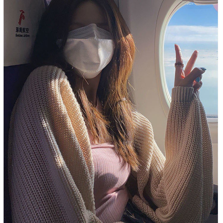 COZOK Bộ áo khoác dệt kim + áo vest chống nắng thời trang quyến rũ cho nữ