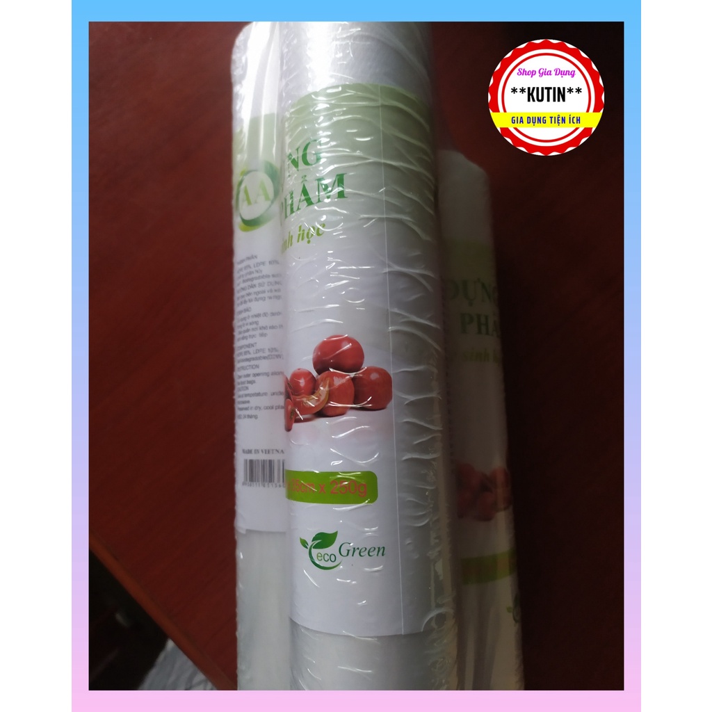 Combo 3 Cuộn Túi Đựng Thực Phẩm Tụ Hủy Sinh Học Green ECO An toàn, Tiện dụng