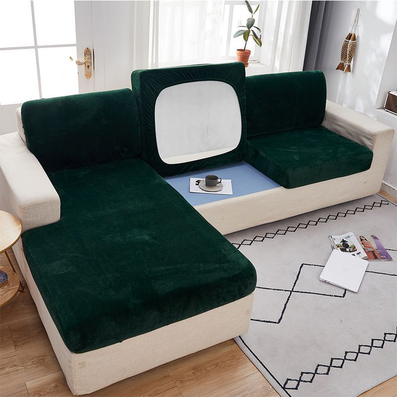 Vỏ Bọc Đệm Ghế Sofa 1 / 2 / 3 / 4 Chỗ Ngồi Hình Chữ L Bằng Vải Spandex Màu Trơn Giữ Ấm