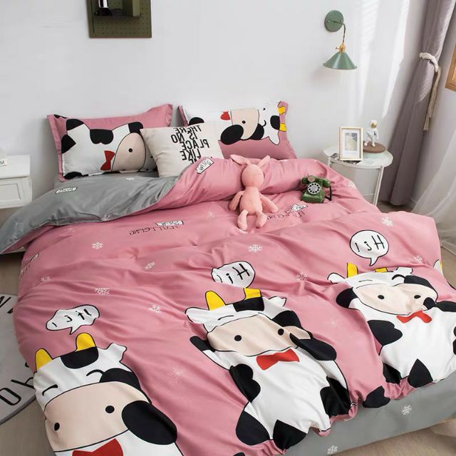 Bộ Chăn Ga Gối Bò Sữa Hi Cotton Poly