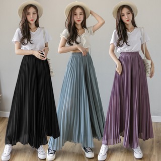 Mùa hè Rời Xếp Ly Drape Voan Quần Ống Rộng Nữ Mắt Cá Chân Quần Dài Eo Cao Drap Váy Thẳng Quần Rộng-Le
