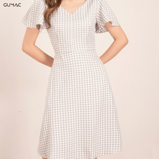 Đầm caro tay loe DA538 GUMAC