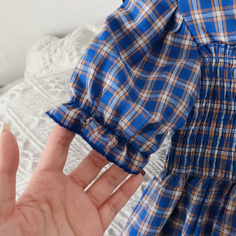 Set Đồ 2 Món Gồm Áo Tay Ngắn Kẻ Sọc Caro + Quần Ngắn Thời Trang Mùa Hè Hàn Quốc Cho Bé Gái