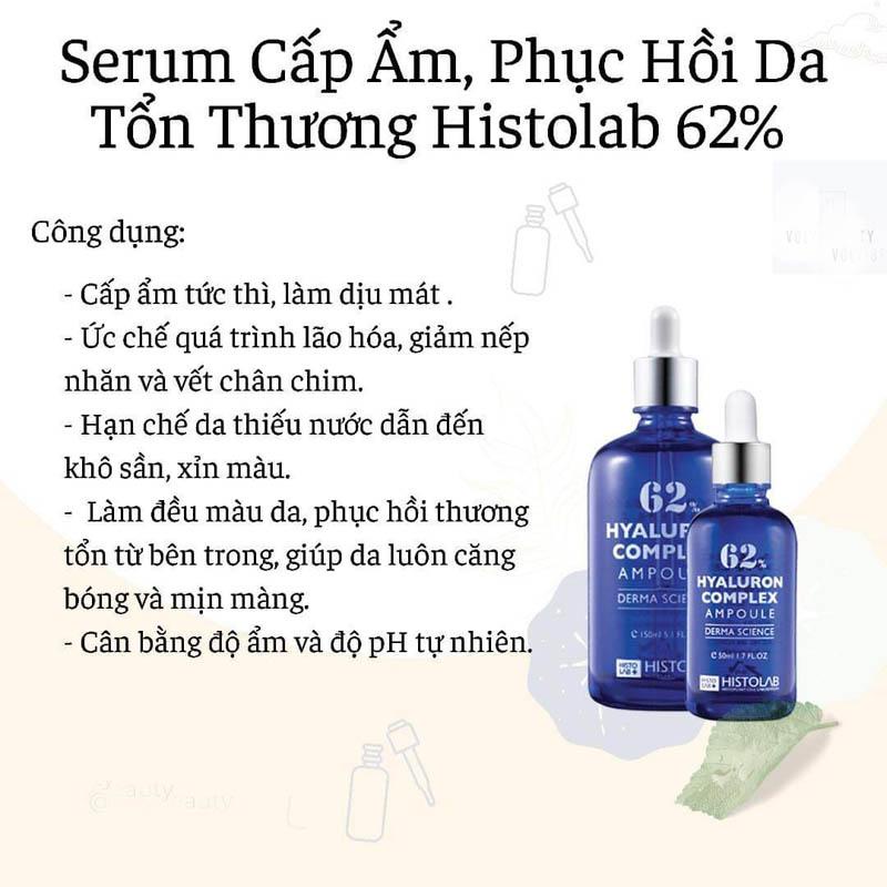 Tinh chất cấp ẩm, phục hồi da thương tổn Histolab 62% Hyaluron Complex Ampoule Derma Science
