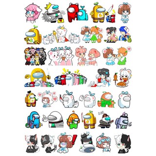 Combo 35 Sticker hero team among khác nhau ép lụa /hình dán hero team among us