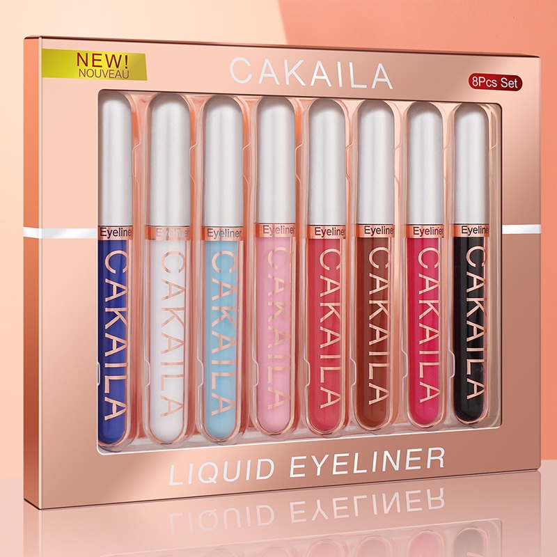 Set 8 Bút Kẻ Mắt Dạng Lỏng Ánh Nhũ Chống Nước Lâu Phai Nhiều Màu Sắc Thời Trang Dành Cho