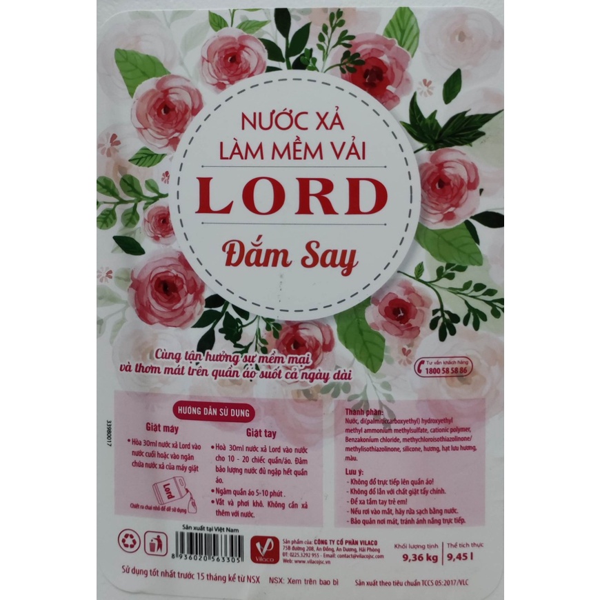 Nước xả làm mềm vải Lord tinh dầu Lavender 9,43 lít - Siêu tiết kiệm