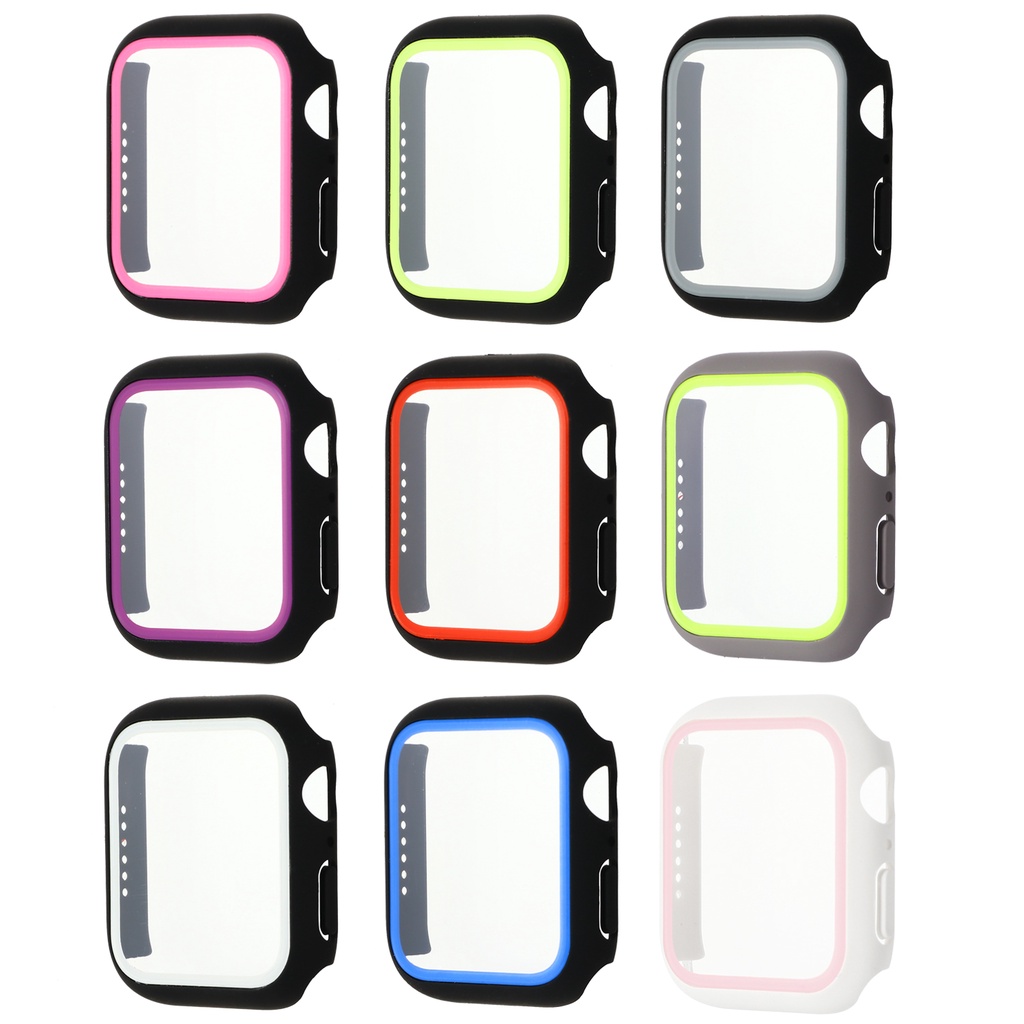 Vỏ đồng hồ Apple hai màu bằng PC bảo vệ màn hình iWatch 41mm 45mm 38mm 40mm 42mm 44mm series 7/1/2/3/4/5/6 / se