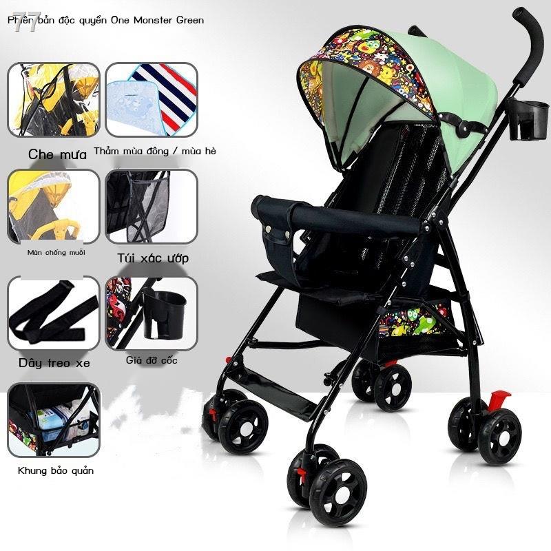 Xe đẩy trẻ em gấp gọn nhẹ có thể ngồi và nằm đơn giản ô dù