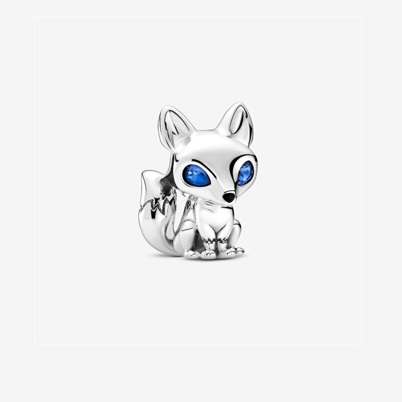 Hạt charm hình cáo mắt xanh dương