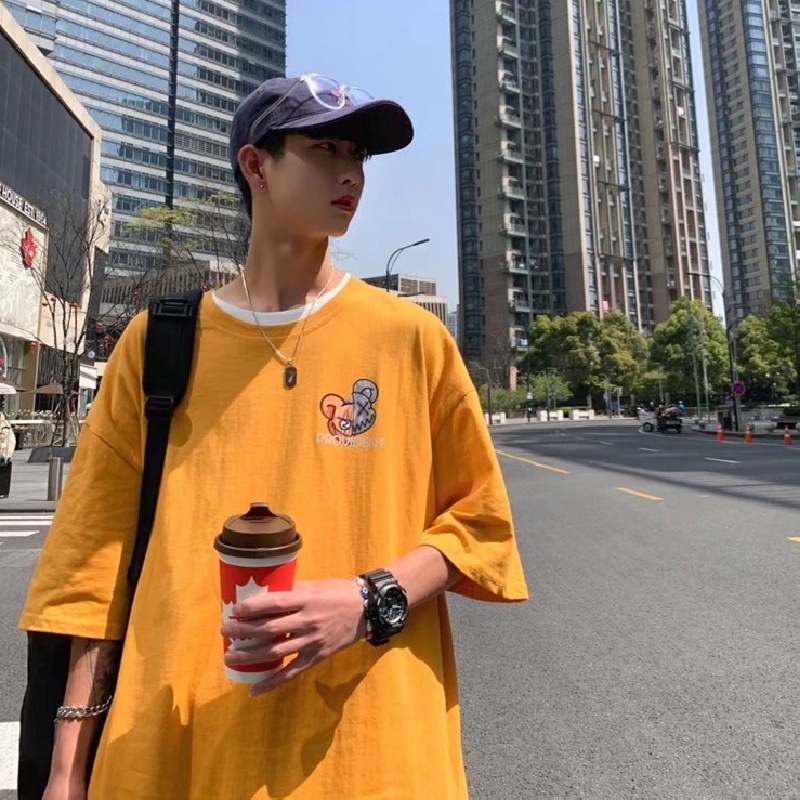 Áo Thun Tay Ngắn Dáng Rộng In Họa Tiết Phong Cách Hip Hop Đường Phố Hàn Quốc Thời Trang Mùa Hè Cho Nam Cỡ Lớn M-5XL