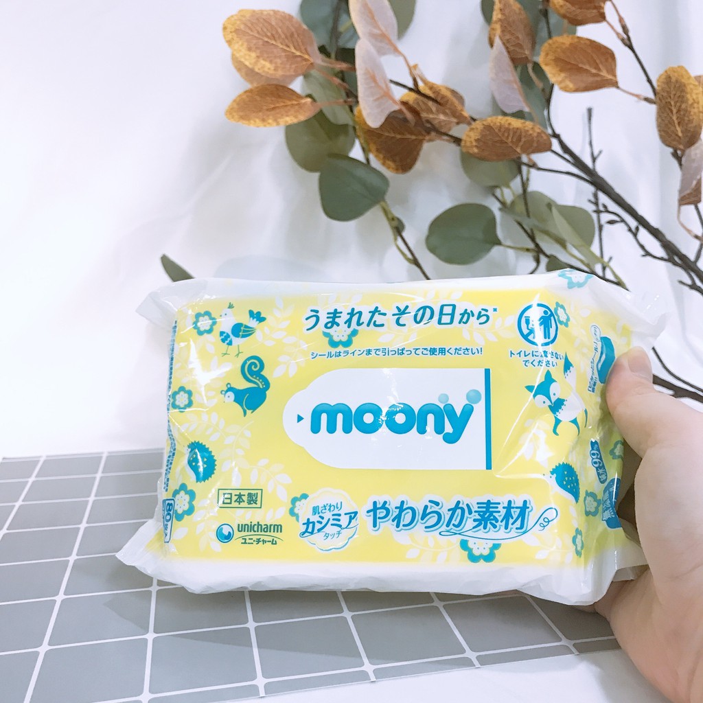 Khăn Giấy ướt Moony Nhật 80 tờ không mùi