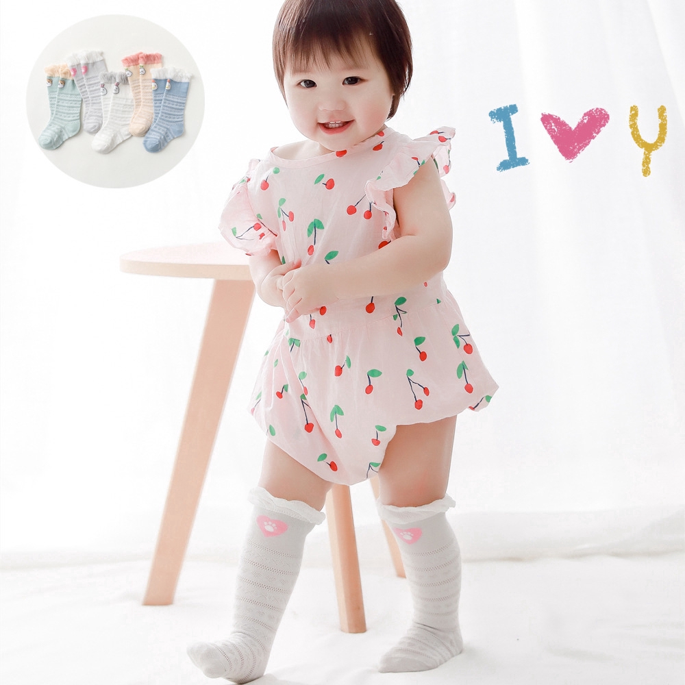 Đôi tất mỏng dài đến gối bằng vải cotton chống muỗi dành cho bé trai bé gái