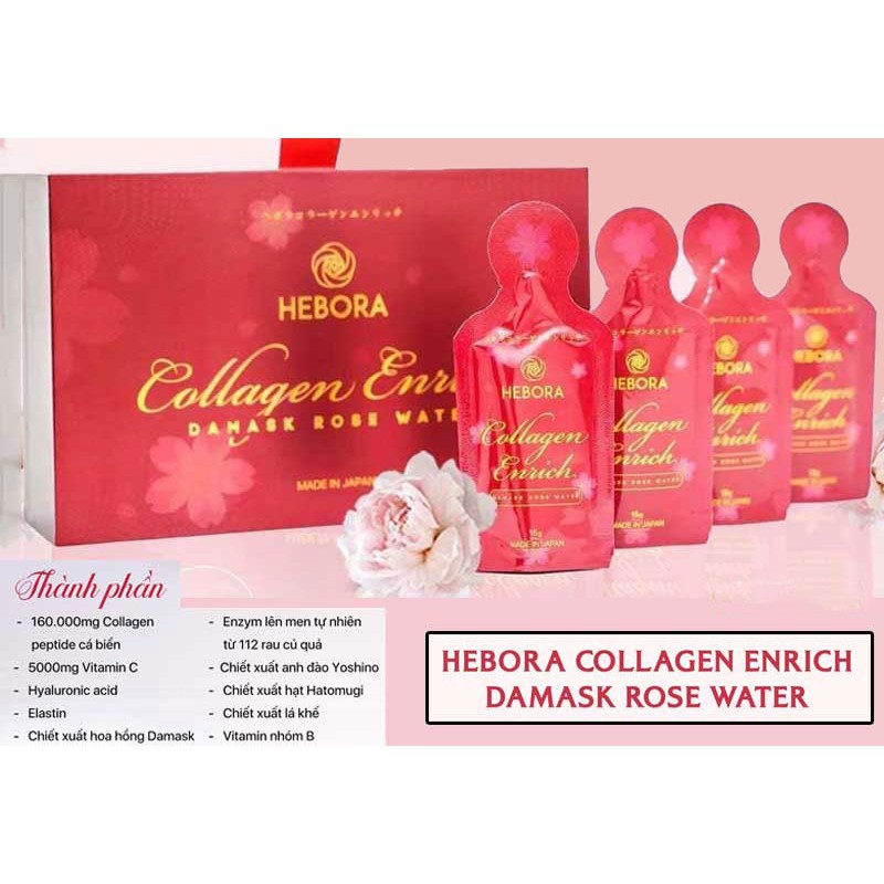 [Dạng gói] HEBORA COLLAGEN X2 LƯỢNG HỒNG DAMASKS