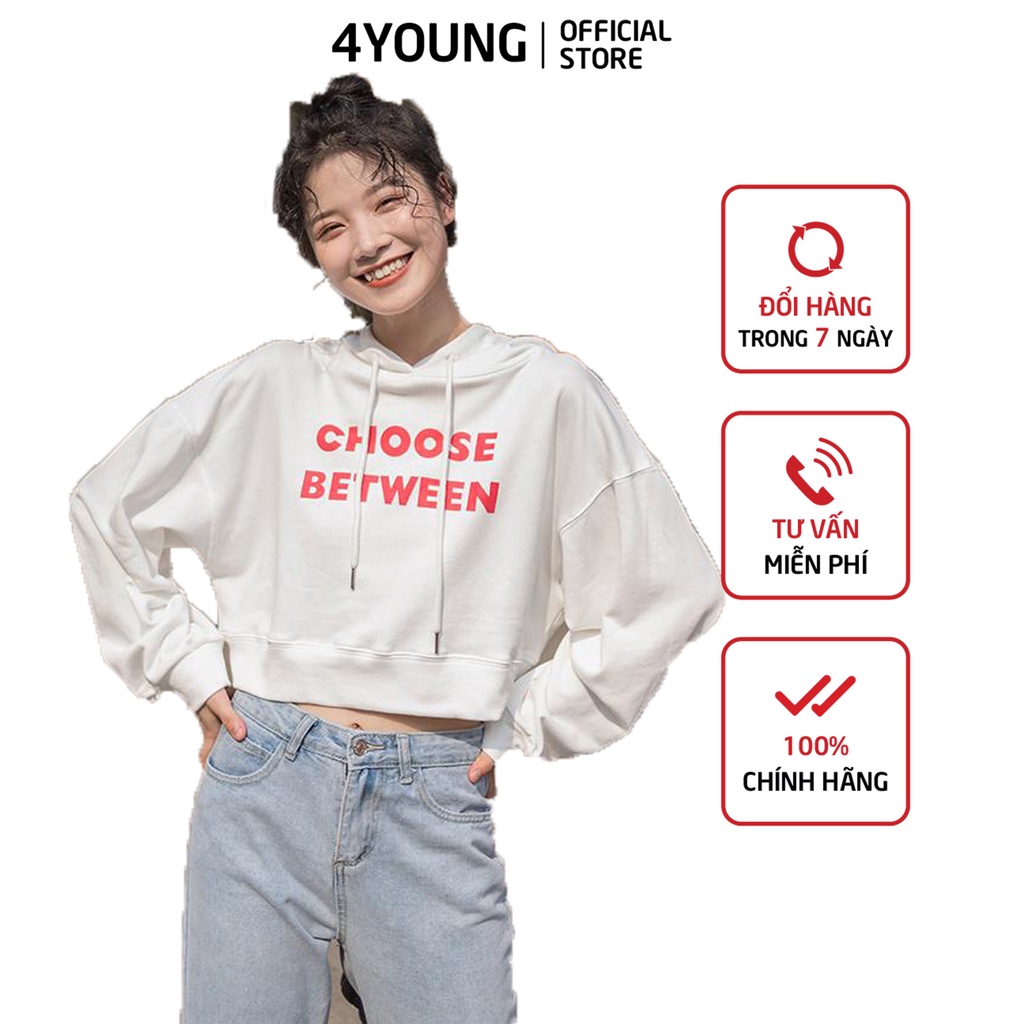 Áo croptop tay dài  có nón chất vải nỉ