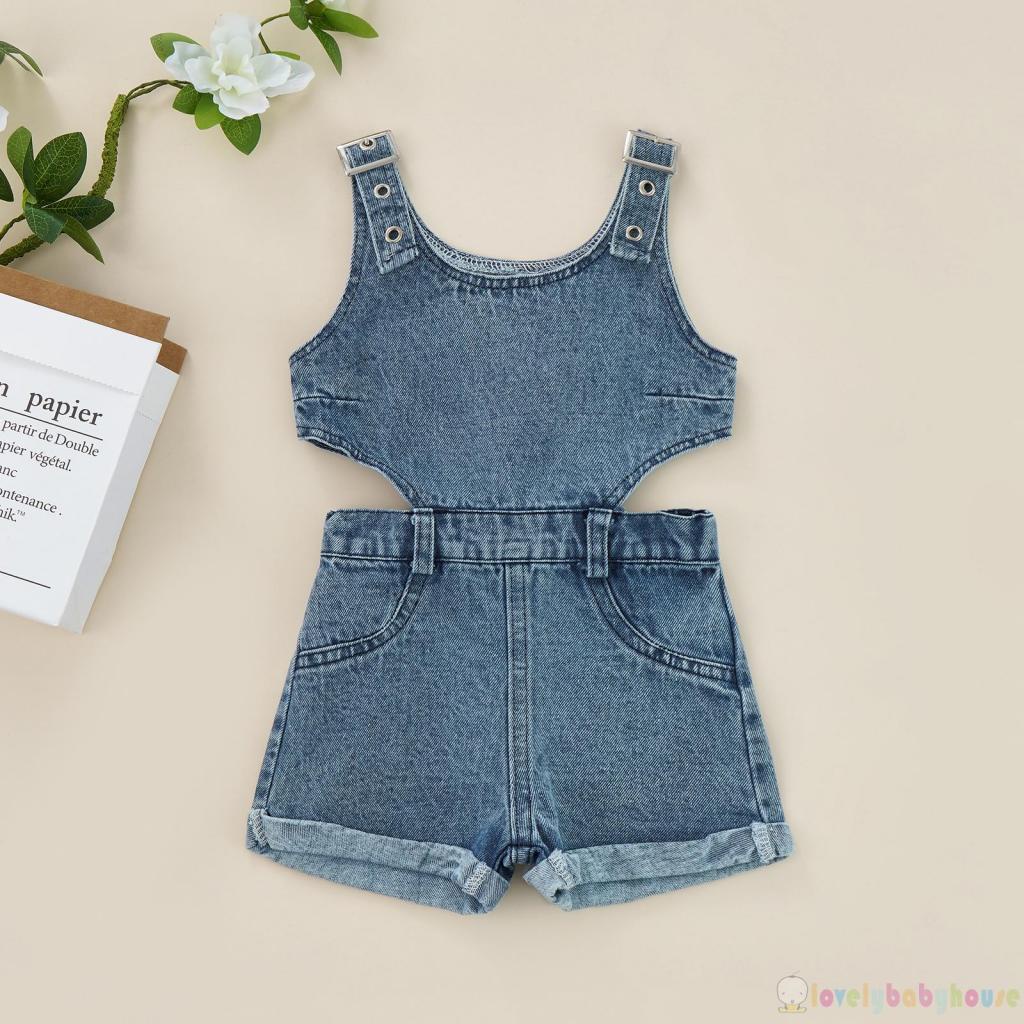 Áo Liền Quần Không Tay Cổ Vuông Màu Trơn Dành Cho Bé