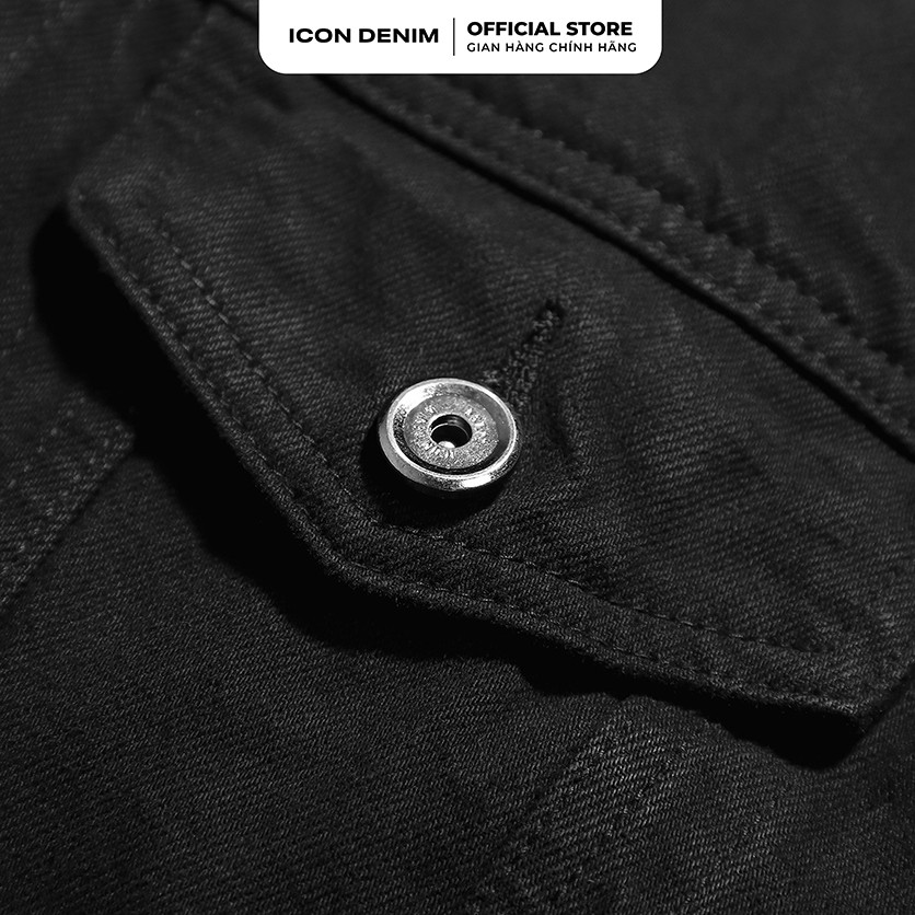 Áo Khoác Jean Nam Classic ICON DENIM All Black Chất liệu Jean Dày Dặn Thời Trang Có Túi Trong AKID0067