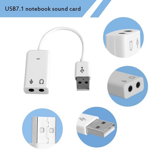 Cáp chuyển đổi USB to Sound âm thanh 7.1 trắng