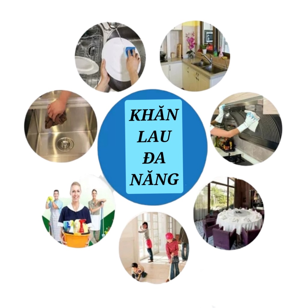 Khăn lau đa năng mềm mịn, khăn lau bếp, lau tay, ô tô, kính, làm nail siêu thấm hút có móc treo