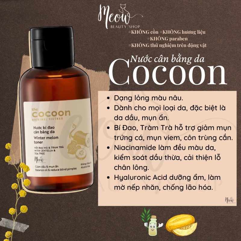 Nước bí đao Cocoon cân bằng da 140ml