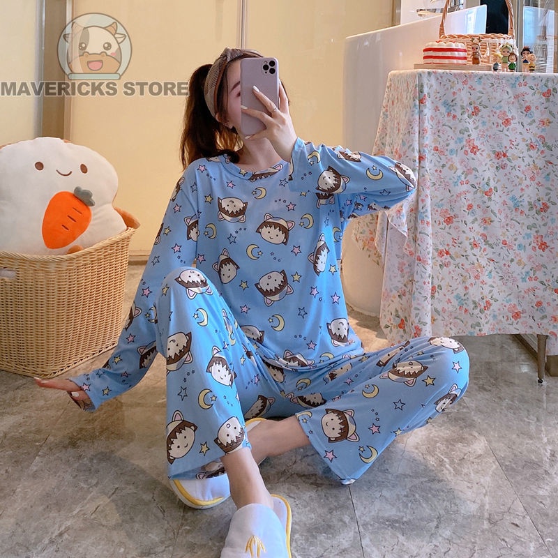 Bộ Đồ Ngủ Tay Dài In Hình Gấu Dâu Tây Phong Cách Hàn Quốc Thời Trang Cho Nữ