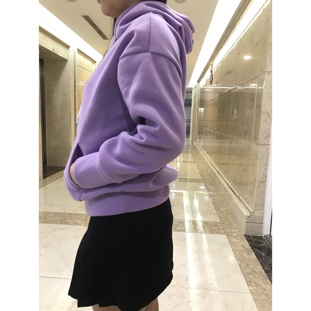 Áo hoodie nữ nỉ bông dày quảng châu trắng, hồng sành điệu kiểu trơn dáng rộng cao cấp Laneicaga nb1