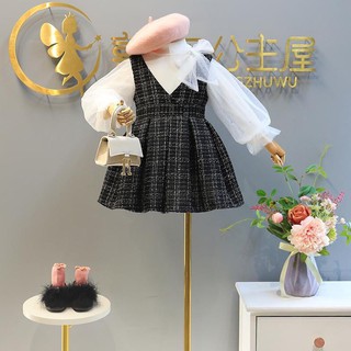 Set Váy Dạ Phối Áo Voan Dài Tay Hàn Quốc Cho Bé Gái V134 - Namkidshop