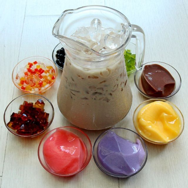 Combo trà sữa thạch rau câu kèm siro
