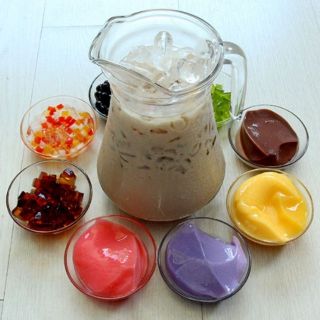 Combo trà sữa thạch rau câu kèm siro