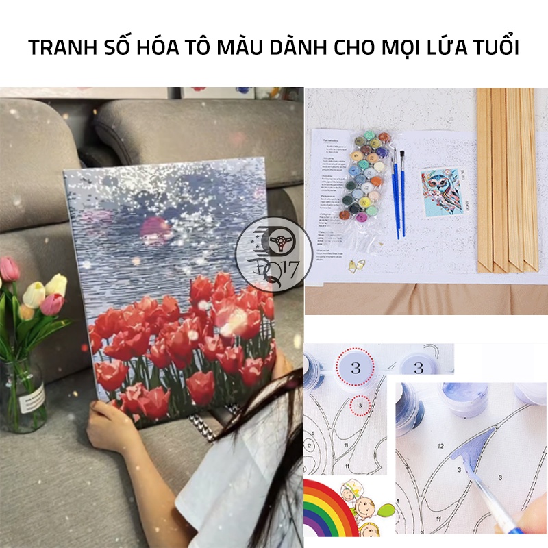 Tranh Tô Vườn Hoa Tulip Khung 40x50
