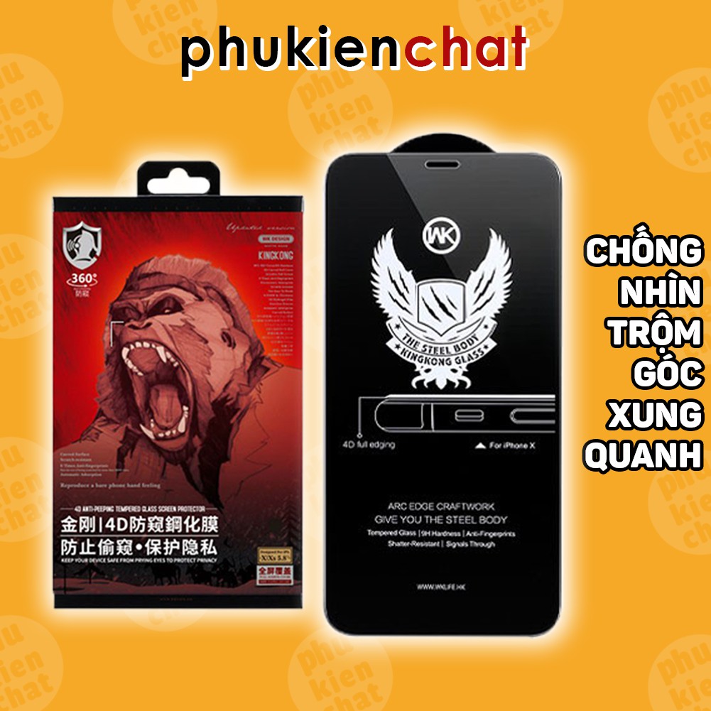 Kính cường lực chống nhìn trộm King kong cho 7/7plus/8/8plus/x/xr/xs/11/12/pro/max/promax