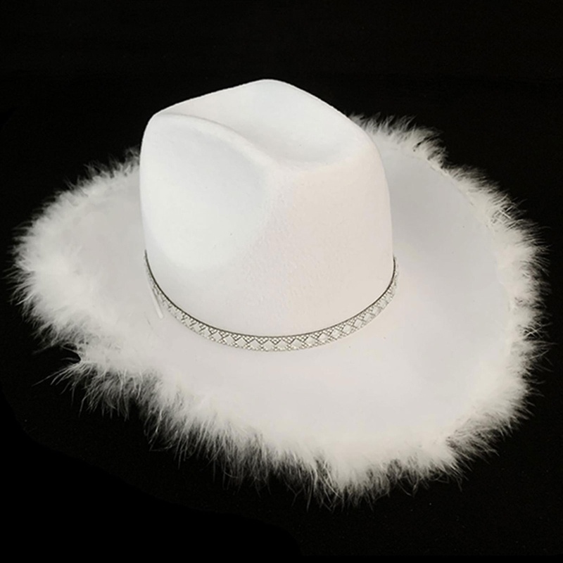 Mũ Cao Bồi Đính Lông Vũ Vành To Kiểu Cao Bồi Phương Tây Thời Trang Cho Nam Và Nữ