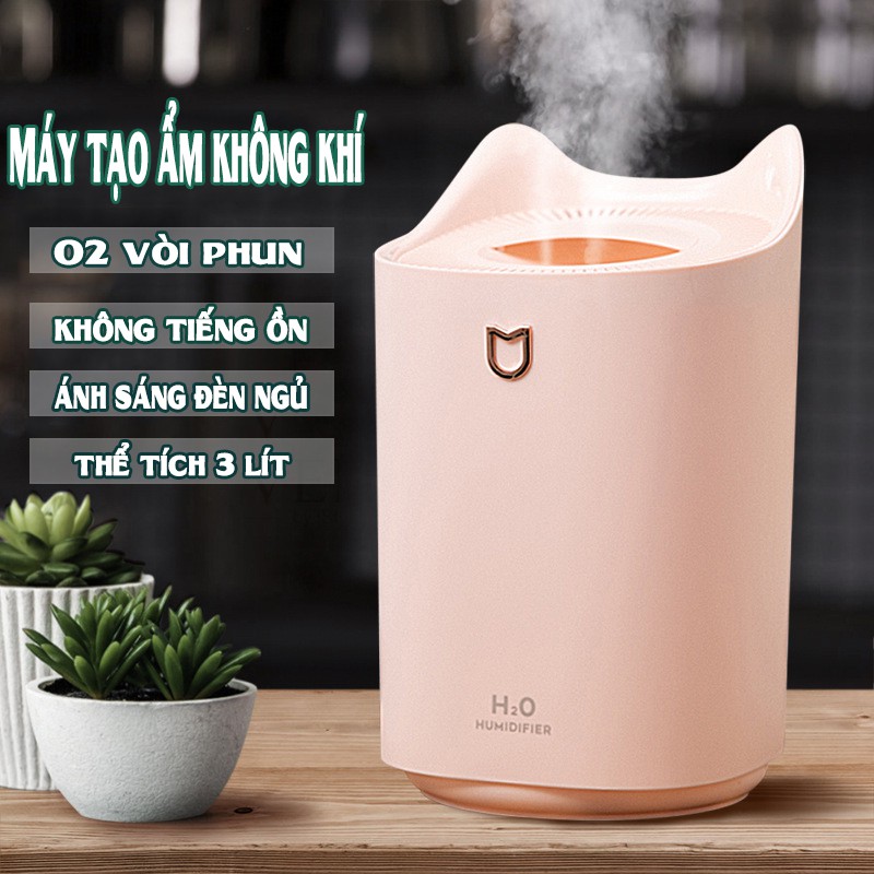 [Video thật] Máy tạo độ ẩm không khí HUMIDIFIER❤FREESHIP ❤ [Hàng chính hãng], 3 lít, cổng cắm USB [Bảo hành 06 tháng]