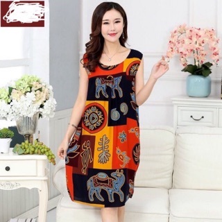 Đầm bầu lanh dáng suông mát
