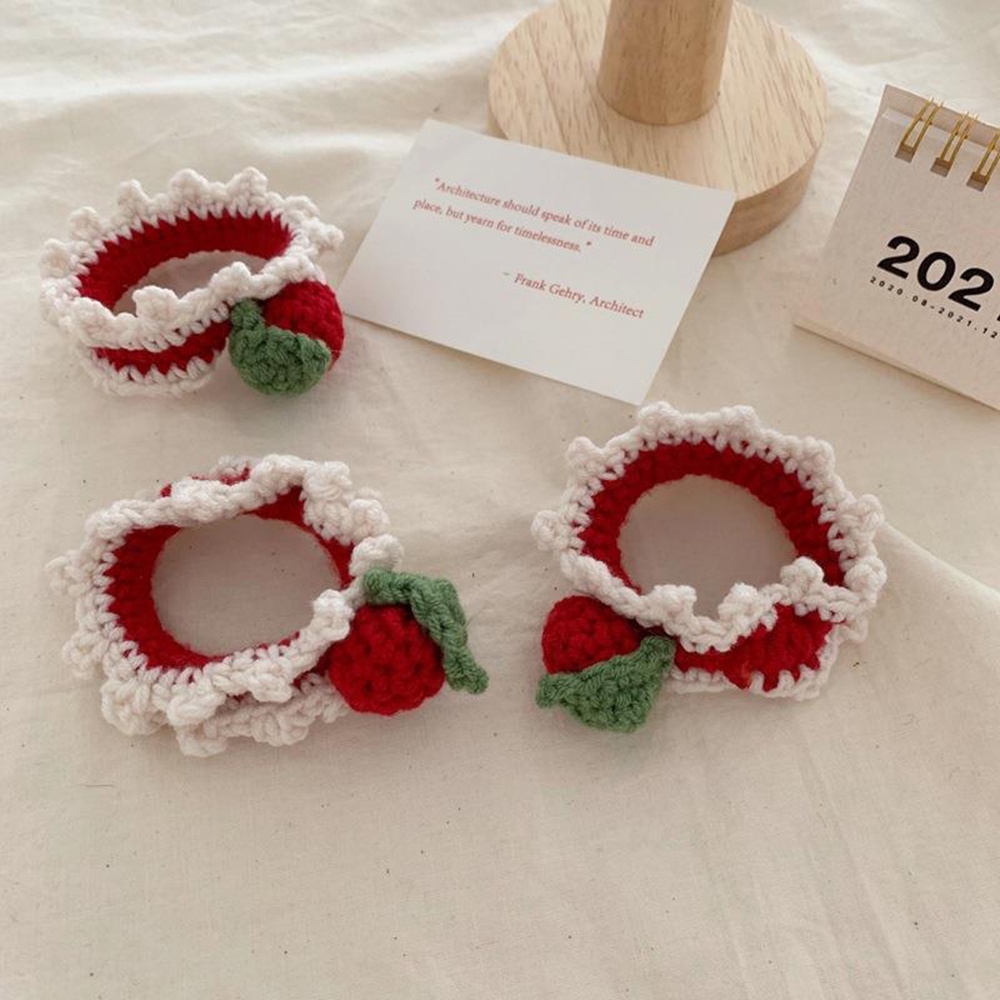 Dây buộc tóc bằng cao su họa tiết quả dâu/thỏ dễ thương